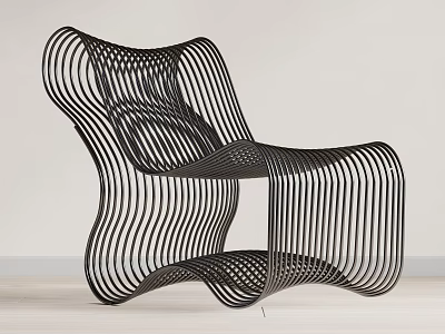 Black Metal Leisure Chair with Modern Sleek Lines and Unique Design 3d model
