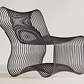 Black Metal Leisure Chair with Modern Sleek Lines and Unique Design