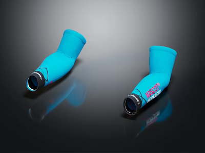 Pair of Blue MOTO Logo Sleeves With Shiny Reflective Surface Fashion Clothing Accessory 3d model
