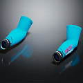 Pair of Blue MOTO Logo Sleeves With Shiny Reflective Surface Fashion Clothing Accessory