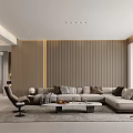 Modern Living and Dining Room Interior Design With TV Bookshelf Sofa Dining Table And Chairs