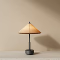Minimalist Bamboo Table Lamp With Conical Shade And Black Pole Base 3d model