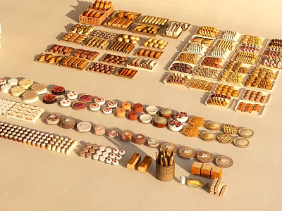 Assortment Of Delicious Baked Goods And Snacks 3d model