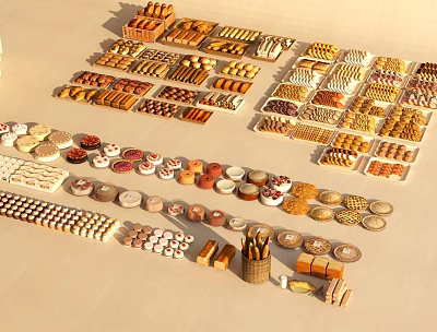 Assortment Of Delicious Baked Goods And Snacks 3d model