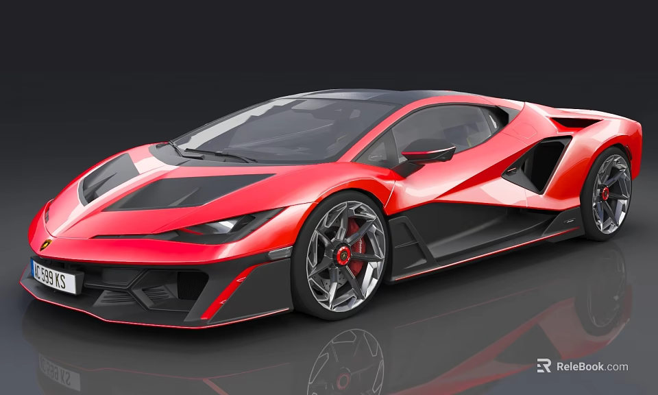 Red Sports Car With Modern Sleek Body Black Accents And Large Alloy Wheels 3d model 
