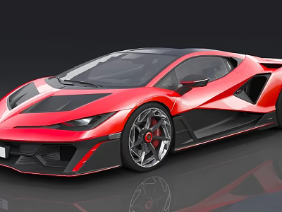 Red Sports Car With Modern Sleek Body Black Accents And Large Alloy Wheels 3d model