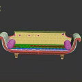 Classic Curved Armrest Sofa With Wooden Frame And Patterned Fabric For Living Room