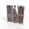 Industrial Style Architectural Wall Components With Metal Brackets And Wooden Panels