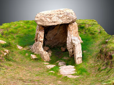 Ancient Stone Dolmen Structure With Large Stones Green Grass And Entrance Chamber 3d model