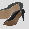 Black Leather Ankle Boots With Perforated Dots High Heel And Pointed Toe Design