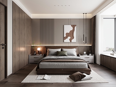 Italian Light Luxury Bedroom 3d model