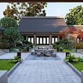 New Chinese-style Courtyard Courtyard Courtyard Architecture 3d model