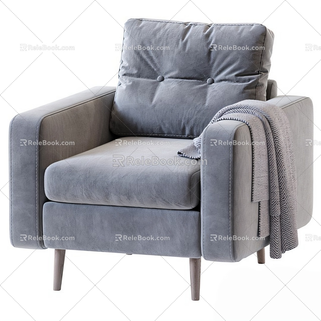 Cream powder sofa chair leisure chair 3d model