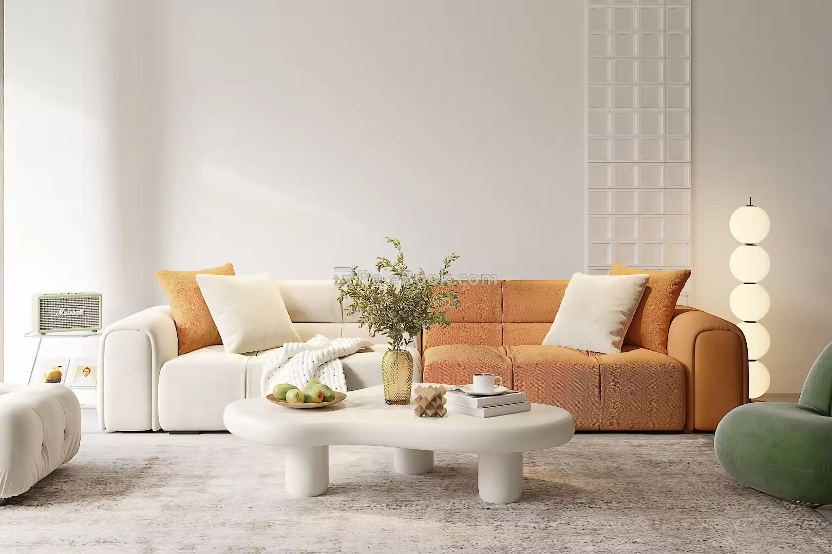 Modern Sofa Combination Sofa Coffee Table Cream Style Sofa 3d model