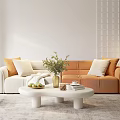 Modern Sofa Combination Sofa Coffee Table Cream Style Sofa 3d model