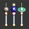 Colorful Magic Wands with Star Heart and Dome Shaped Tops Golden Bases Transparent Rods