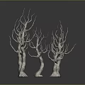 Natural Branch Sculptures with Wooden Trunks and Stone Bases for Indoor Home Decor