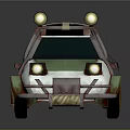 Post Apocalyptic Modified Car With Roof Lights Custom Bumper And Unique Wheel Design