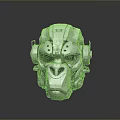 Mechanical Monkey Skull 3D Model With Metallic Texture And Futuristic Mechanical Details