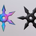 Two Star Shaped Shuriken Sports Equipment with Colorful Gradient and Black Design