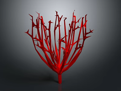 Red Plant With Branch Like Twiggy Structure And Decorative Artistic Design 3d model