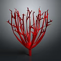 Red Plant With Branch Like Twiggy Structure And Decorative Artistic Design