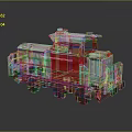 3D Rendered Red Locomotive Model With Gray Railings And Cabin Design