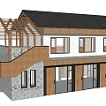 Traditional Rural Self Built Home With Two Story Design Wooden Structure And Large Windows