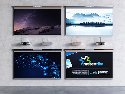 Projection Monitoring System With Wall Mounted Screens Showing Scenery Data And Presentations 3d model