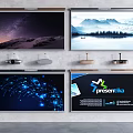 Projection Monitoring System With Wall Mounted Screens Showing Scenery Data And Presentations