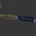 Black Folding Knife Weapon with Shiny Metal Blade and Patterned Handle Design 3d model