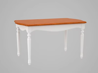 Modern Dining Table With Brown Wooden Top And White Painted Legs Design 3d model
