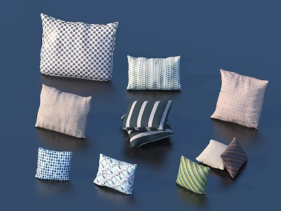 Decorative Throw Pillows With Checkered Striped And Geometric Patterns For Home Decor 3d model