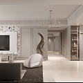 Elegant Living Dining Room Interior With Chandelier Marble Walls And Sofa Rug