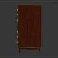 Red Wooden Drawer Cabinet With Multiple Small Drawers And Wooden Handles