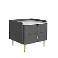 Modern Gray Bedside Table With Two Drawers Gold Handles And White Top 3d model