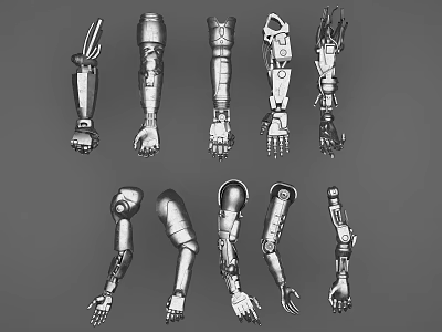 Various Industrial Robotic Arms Displaying Different Designs and Structural Details 3d model