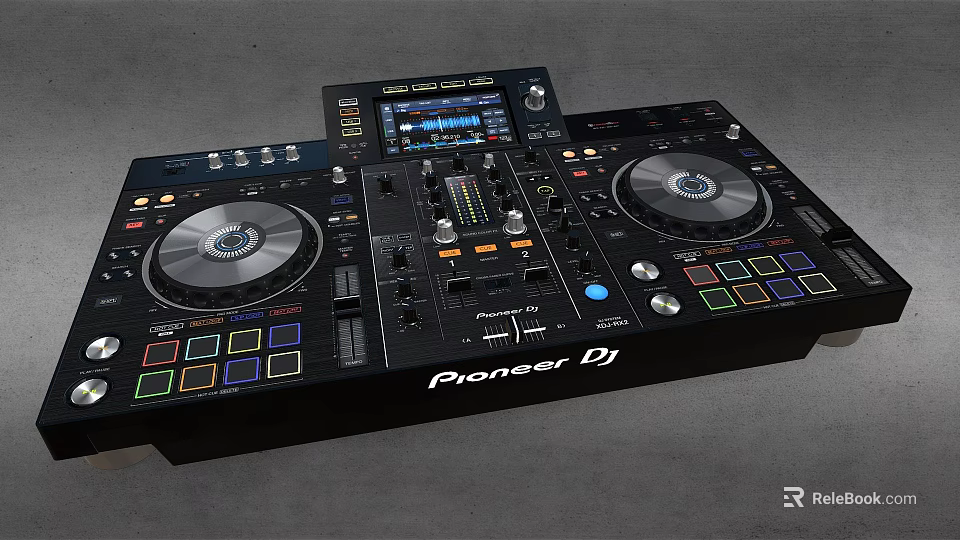 Pioneer DJ Professional Audio Mixer With Dual Turntables Control Buttons And Display Screen 3d model 