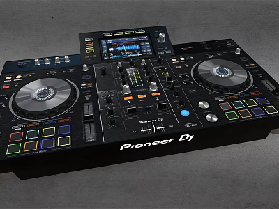 Pioneer DJ Professional Audio Mixer With Dual Turntables Control Buttons And Display Screen 3d model