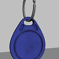Blue Teardrop Shaped Keychain With Metal Ring And Smooth Surface 3d model