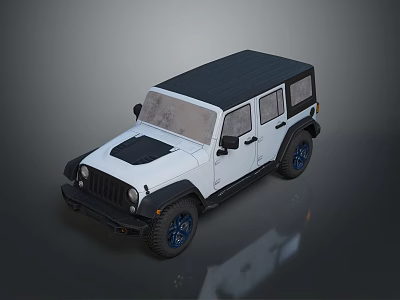 White Off Road SUV With Black Roof And Blue Wheels Rugged Exterior Design 3d model