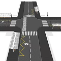 Road Infrastructure With Green Traffic Lights Zebra Crossings Solar Bus Shelters Benches And Lane Markings