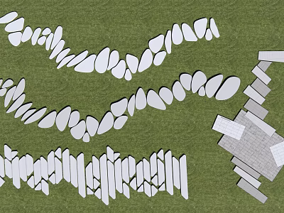 Natural Garden Stepping Stones Path With Curved Layout And Irregular Shapes On Green Grass 3d model