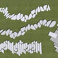 Natural Garden Stepping Stones Path With Curved Layout And Irregular Shapes On Green Grass