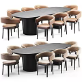Modern Light Luxury Dining Table and Chair Combination 3d model