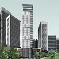 Longfor Commercial Complex with Tall Buildings Burger King Restaurant Green Plants and Fountain