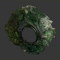 Tree Trunk Base With Green Moss And Surrounding Plants In Natural Setting 3d model
