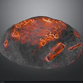 Glowing Lava Rock Surface With Red Illuminated Cracks And Patterns