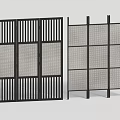 Modern Room Dividers With Black Frames And Slatted Mesh Panels 3d model