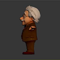 Cartoon Einstein With White Hair Glasses Brown Suit Red Vest Bow Tie And Outstretched Arms